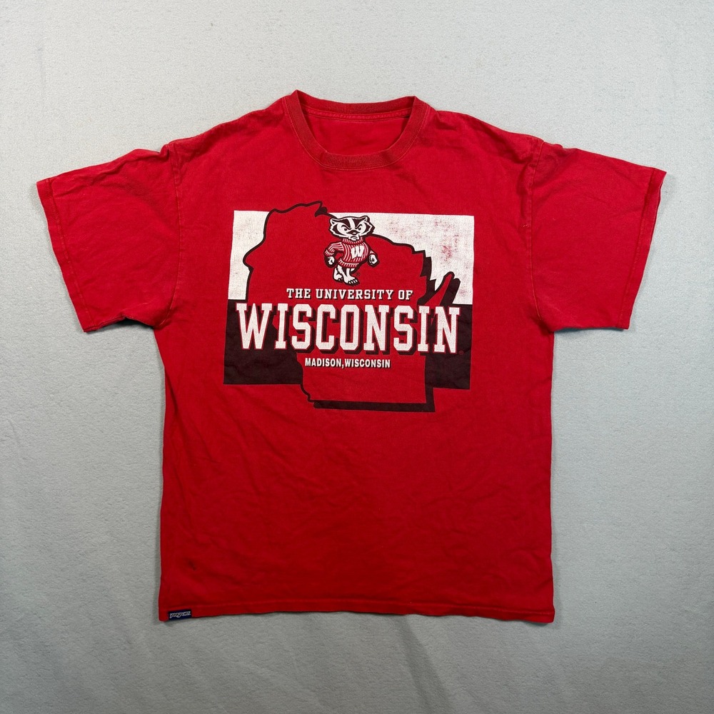 JanSport Wisconsin Madison T Shirt Red Bucky Badger Graphic Tee Men Size M / L